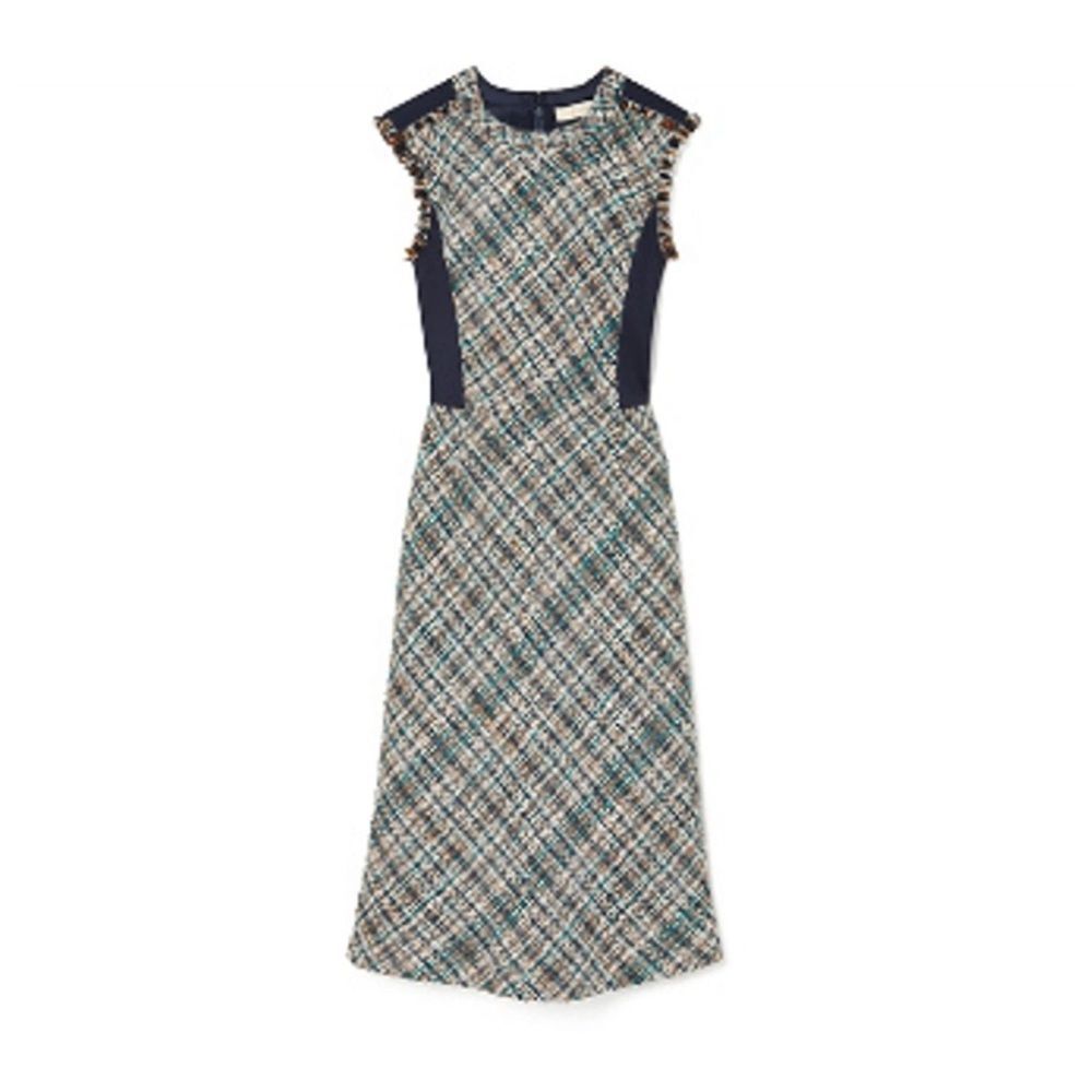 Tory burch autumn Tweed Sleeveless Pencil Dress Contrast Ponte Stretch Panels 4 - Picture 1 of 5